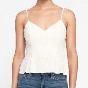 Express Linen Blend Babydoll Cami Smocked Peplum Top